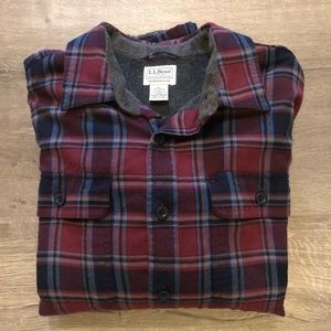 Men’s L.L. Bean Fleece-Lined Flannel Shirt Lg